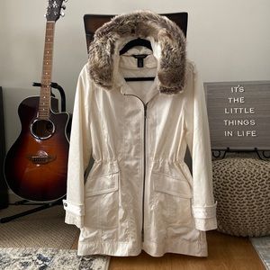 WHBM Faux Fir Trimmed Utility Jacket